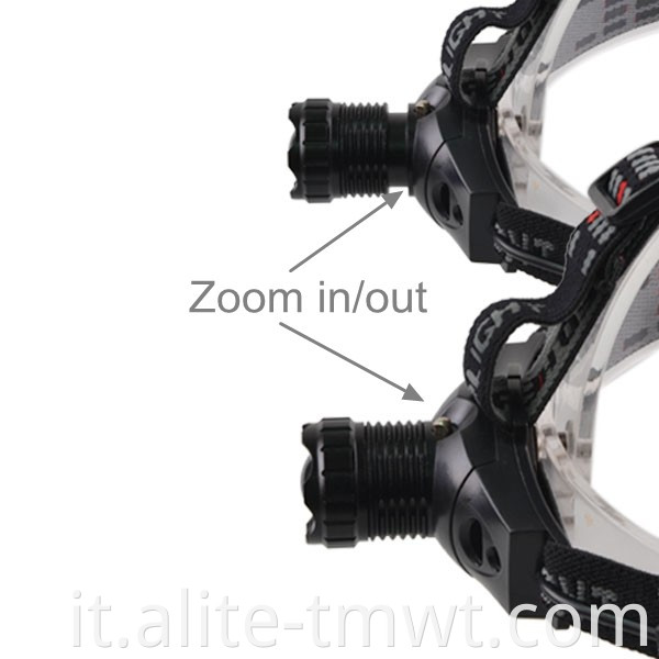 Testa super luminosa regolabile 1000 lumens 3 modalità torcia ricaricabile zoom focus lampicale per il campeggio